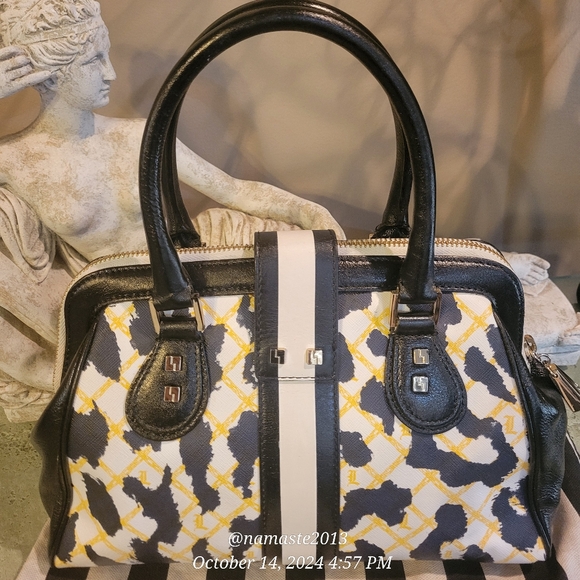 L.A.M.B. Exter Satchel White Leopard Print Designer Luxury Celeb Bag Leather 54 - Picture 9 of 15